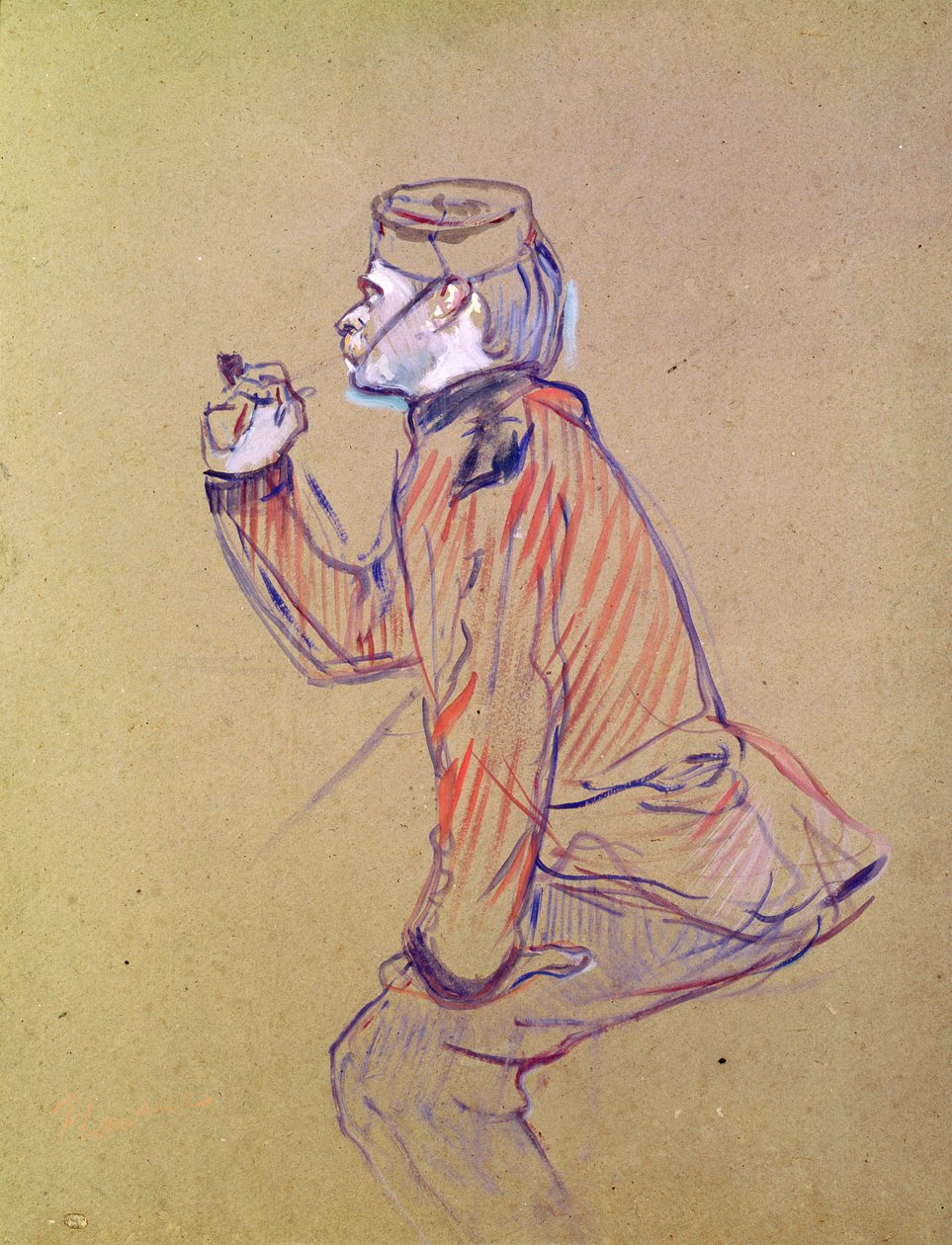 Anglický voják kouří dýmku, 1898 (olejová karta) od Henri de Toulouse Lautrec