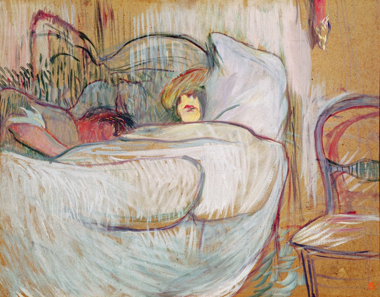 V posteli, 1894 (olej na kartě) od Henri de Toulouse Lautrec