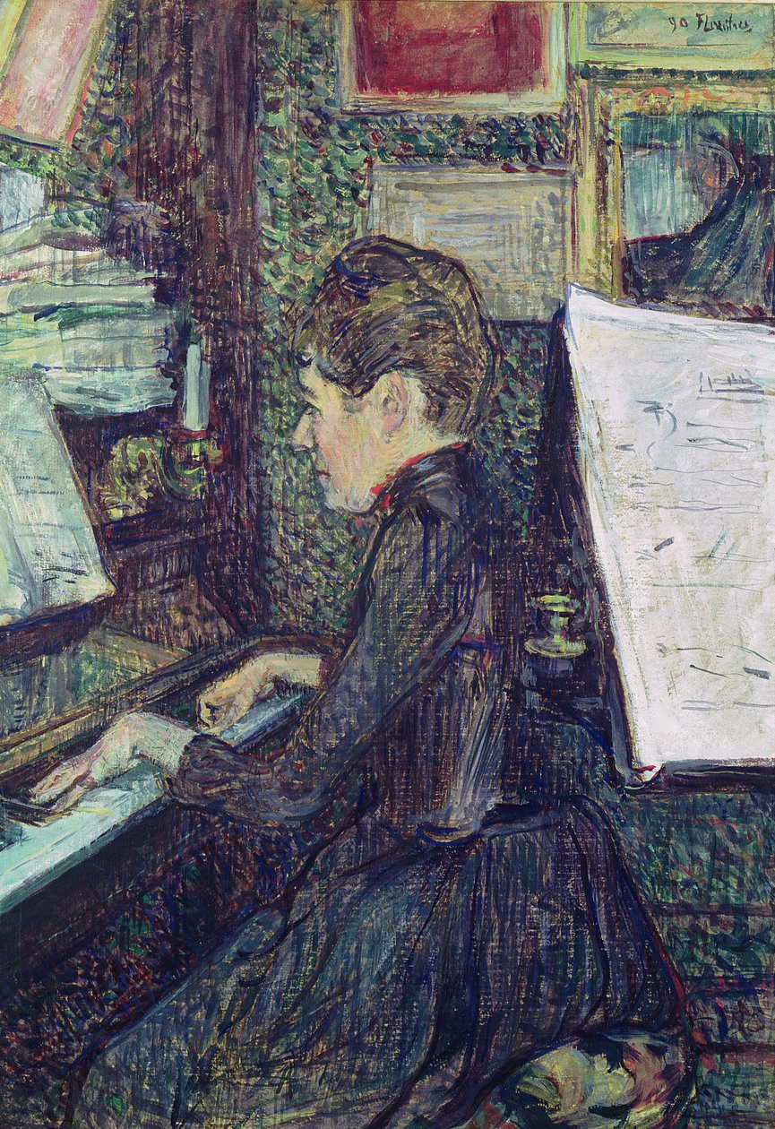 Mademoiselle Dihau (1843-1935) u klavíru, 1890 od Henri de Toulouse Lautrec