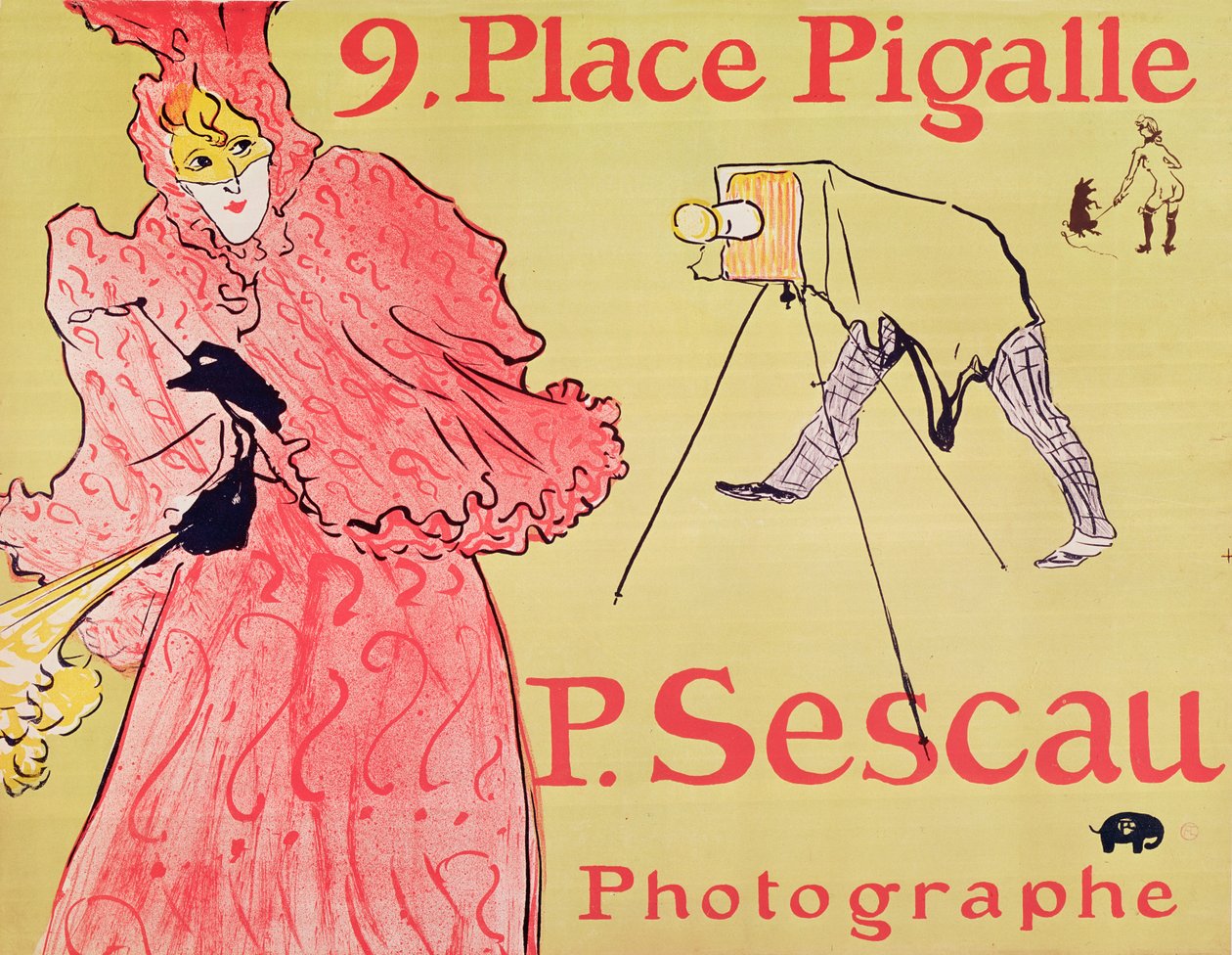 P. Sescau Photographe (plakát), 1894 (pětibarevná litografie s technikou štětce, pastelky a rozprašování) od Henri de Toulouse Lautrec