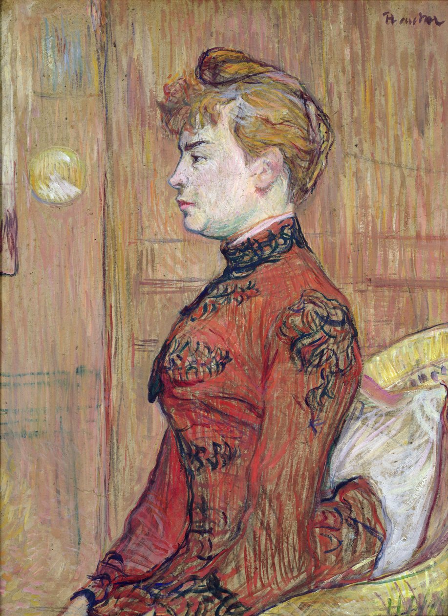 Portrétní studie ženy z profilu, 1890 (pastel a kvaš na kartonu) od Henri de Toulouse Lautrec