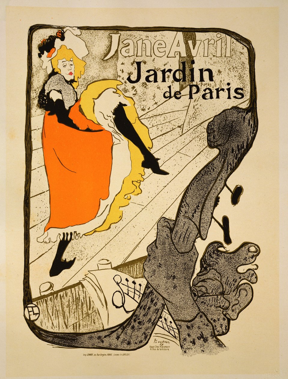 Reprodukce reklamního plakátu „Jane Avril“ v Jardin de Paris, 1893 (viz 34625) od Henri de Toulouse Lautrec