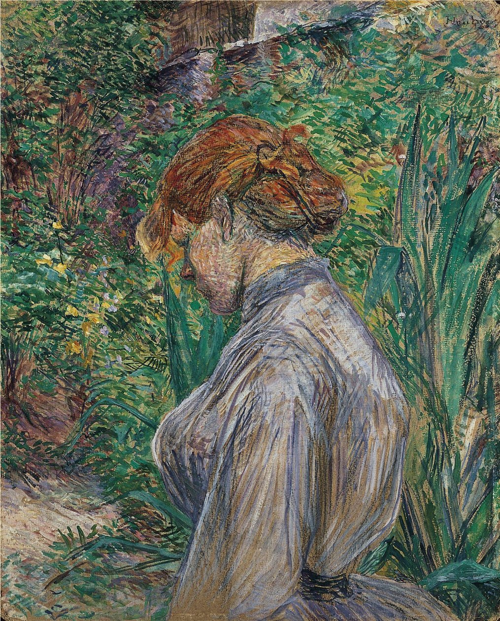 Zrzavá žena v zahradě pana Foreta od Henri de Toulouse Lautrec