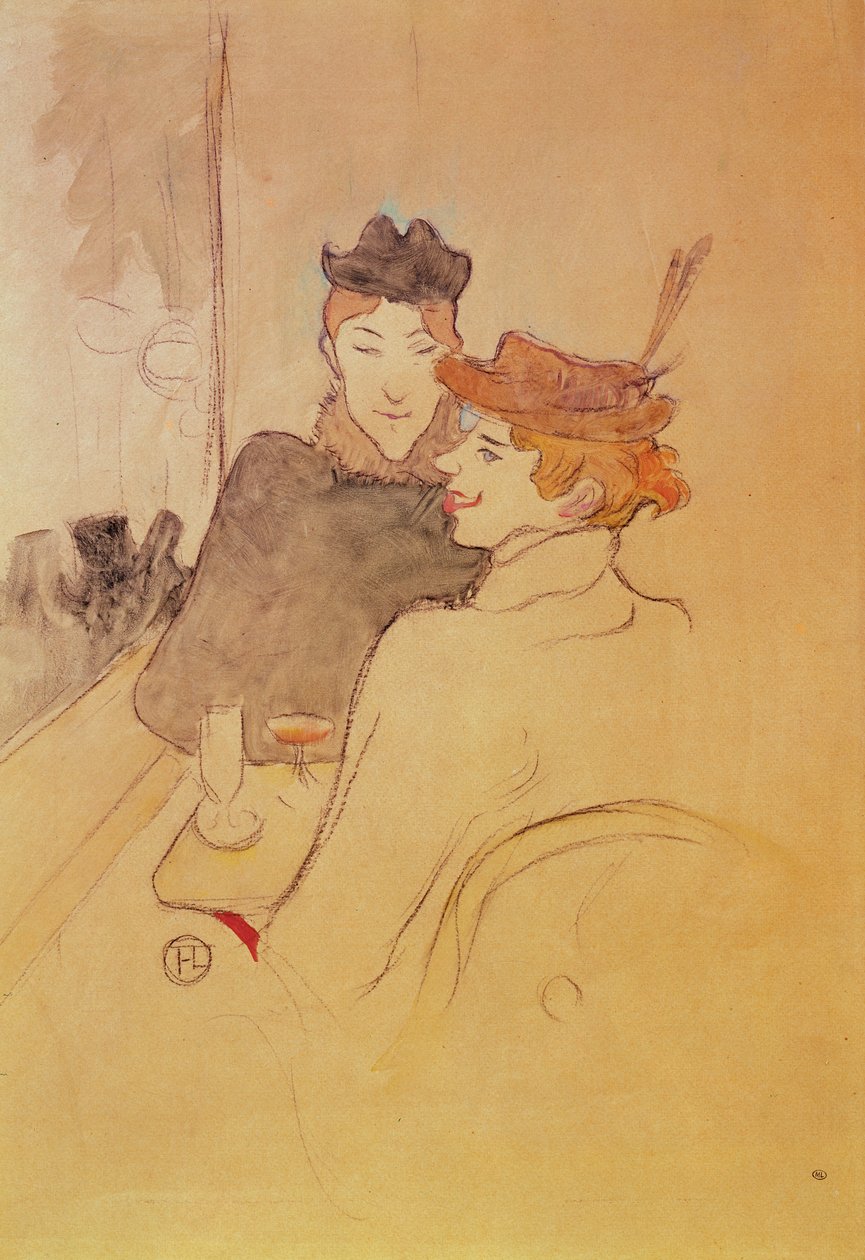Dvě ženy sedí v kavárně (tužka a wc na kartě) od Henri de Toulouse Lautrec