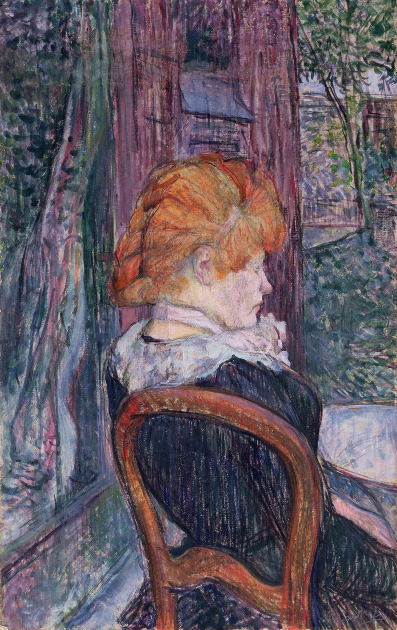 Žena sedící v zahradě, 1890 (olej na kartonu) od Henri de Toulouse Lautrec