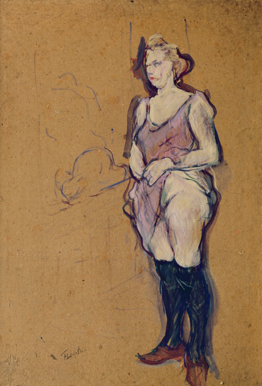 Žena držící její šaty nebo Žena v bordelu, 1894 (olej na kartonu) od Henri de Toulouse Lautrec