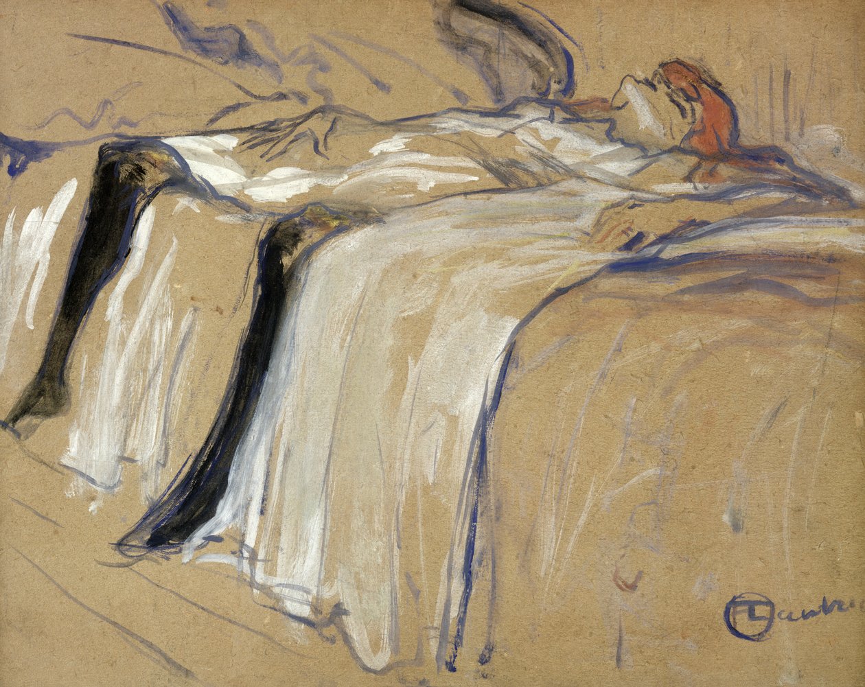 Žena ležící na zádech - Lassitude, studie pro 