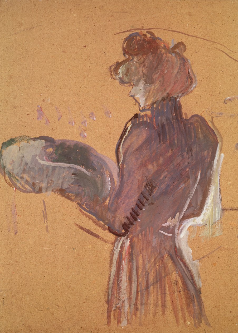 Mladá žena držící klobouk (olej a pastel na papíře) od Henri de Toulouse Lautrec
