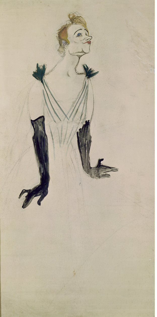 Yvette Guilbert (1865-1944), 1894 (dřevěné uhlí a olej) od Henri de Toulouse Lautrec