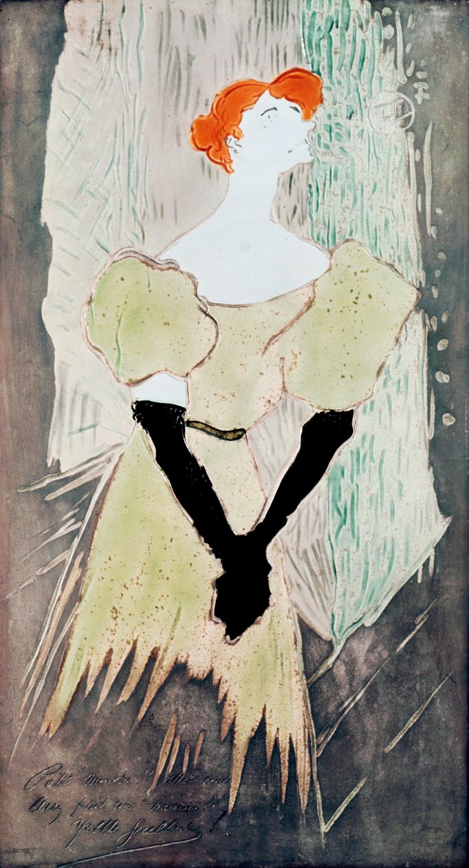 Yvette Guilbert (zakázáno vyrobit desku stolu), 1895 (keramika) od Henri de Toulouse Lautrec