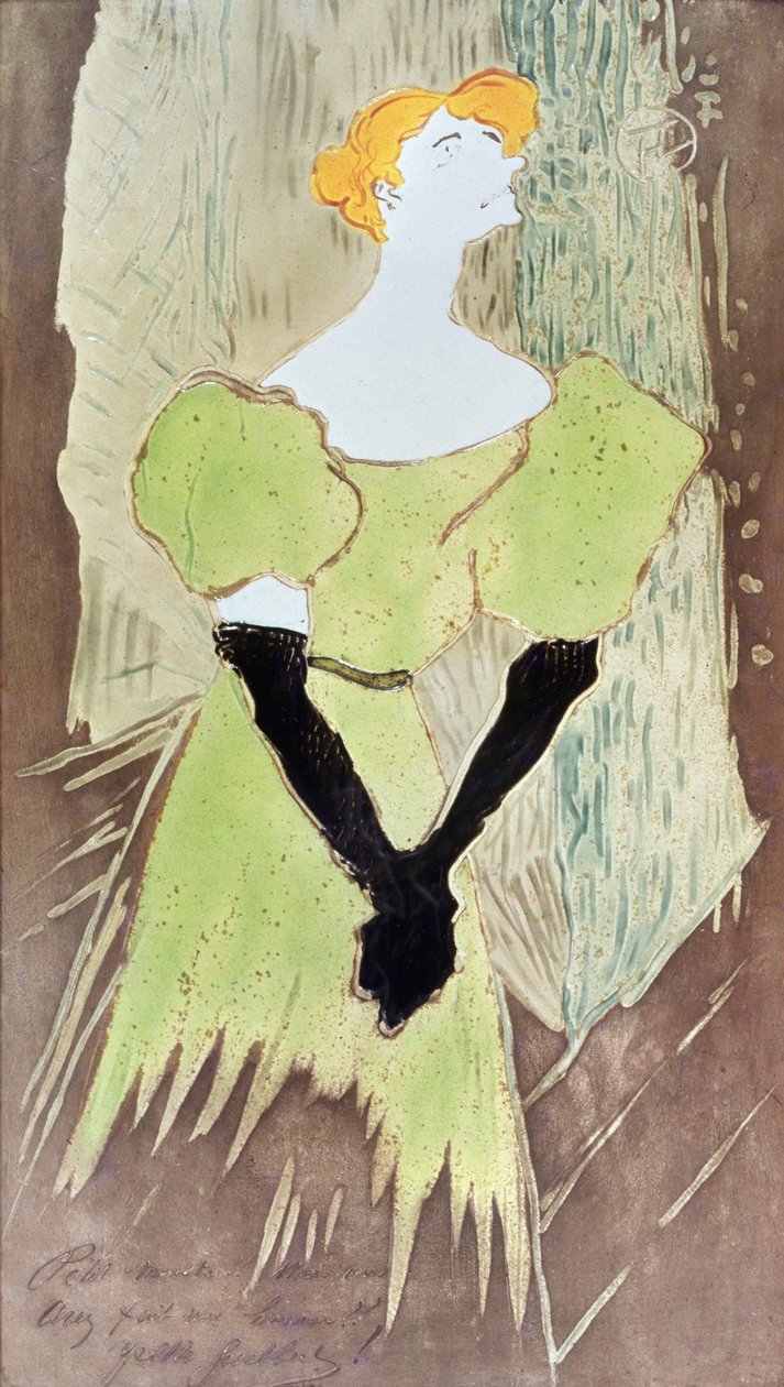 Yvette Guilbert, Music-Hall Singer, 1895 (olej na smaltu) od Henri de Toulouse-Lautrec