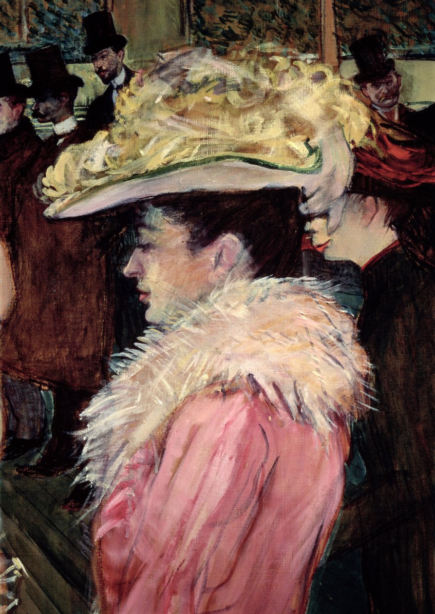 Tanec v Moulin Rouge: detail elegantní ženy v růžových šatech, 1889-90 (detail 490) od Henri de Toulouse Lautrec