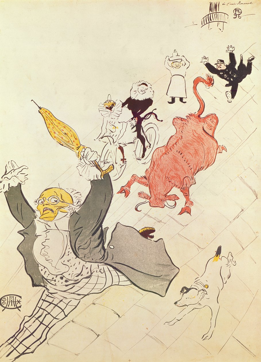 Rozzuřená kráva (plakát věnovaný umělcovu příteli Simonetovi), 1896 (barevná litografie) od Henri de Toulouse Lautrec