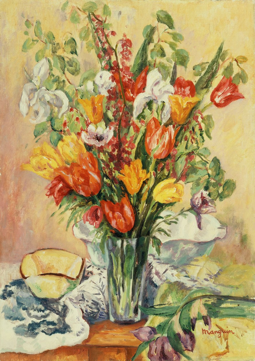 Iris a tulipány od Henri Charles Manguin