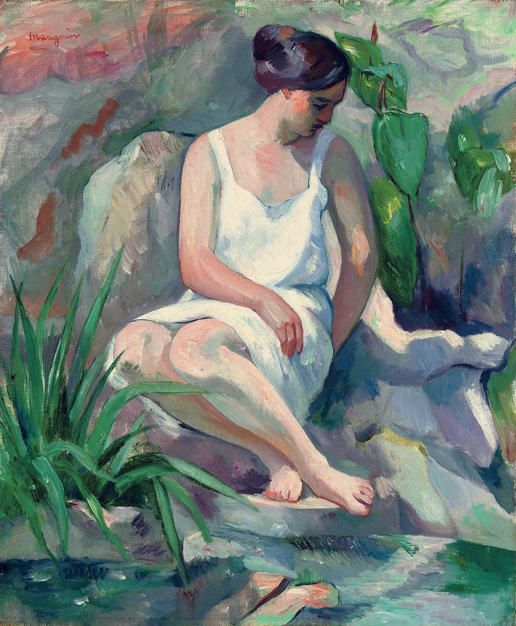 Sedící lazebník v Cassis (Jeanne); Sedící koupající v Cassis (Jeanne) od Henri Charles Manguin