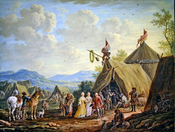 Návštěva vojenského tábora (kvaš na papíře) od Henri Desire van Blarenberghe