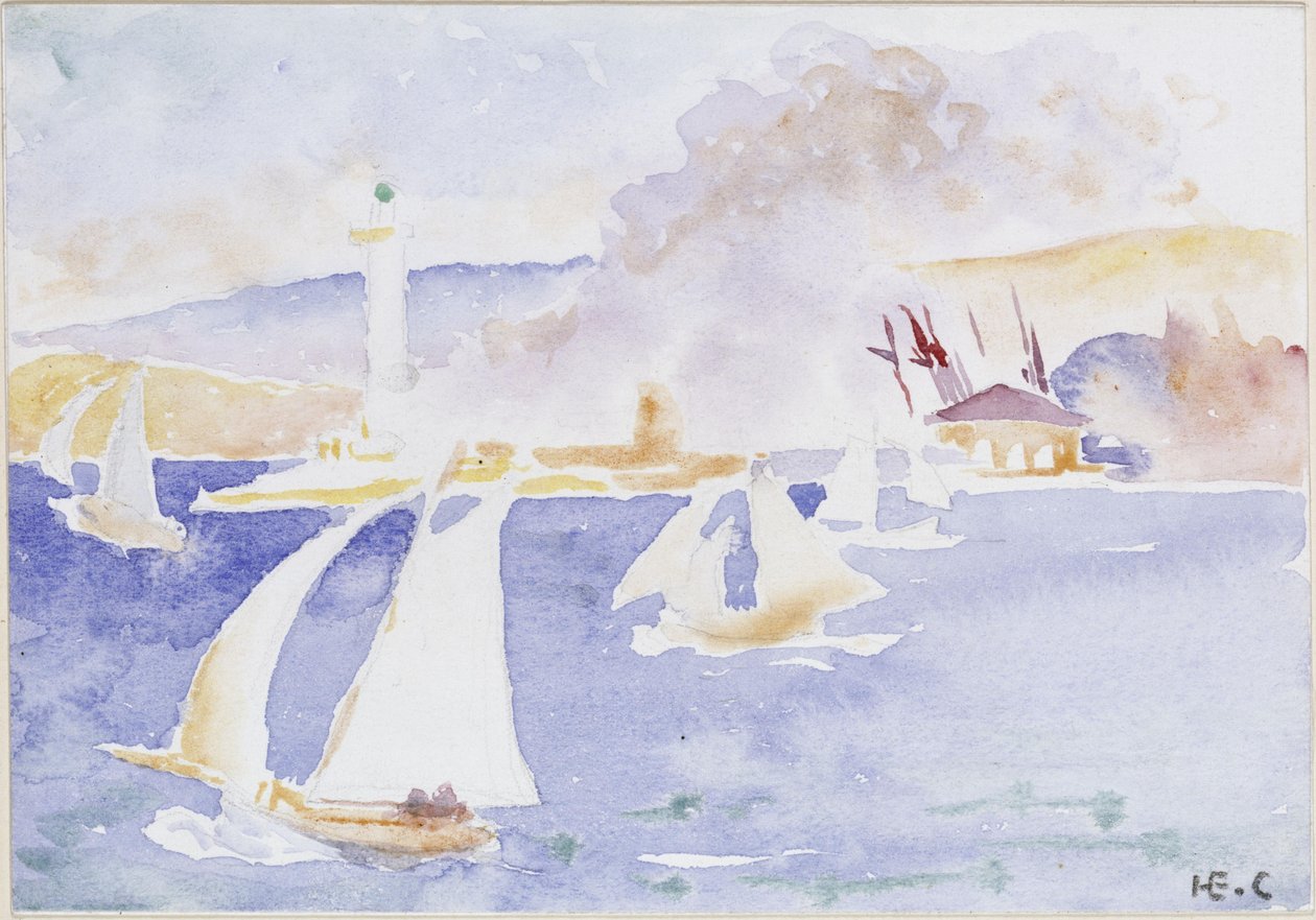 Mořské pobřeží s majákem a domem od Henri-Edmond Cross