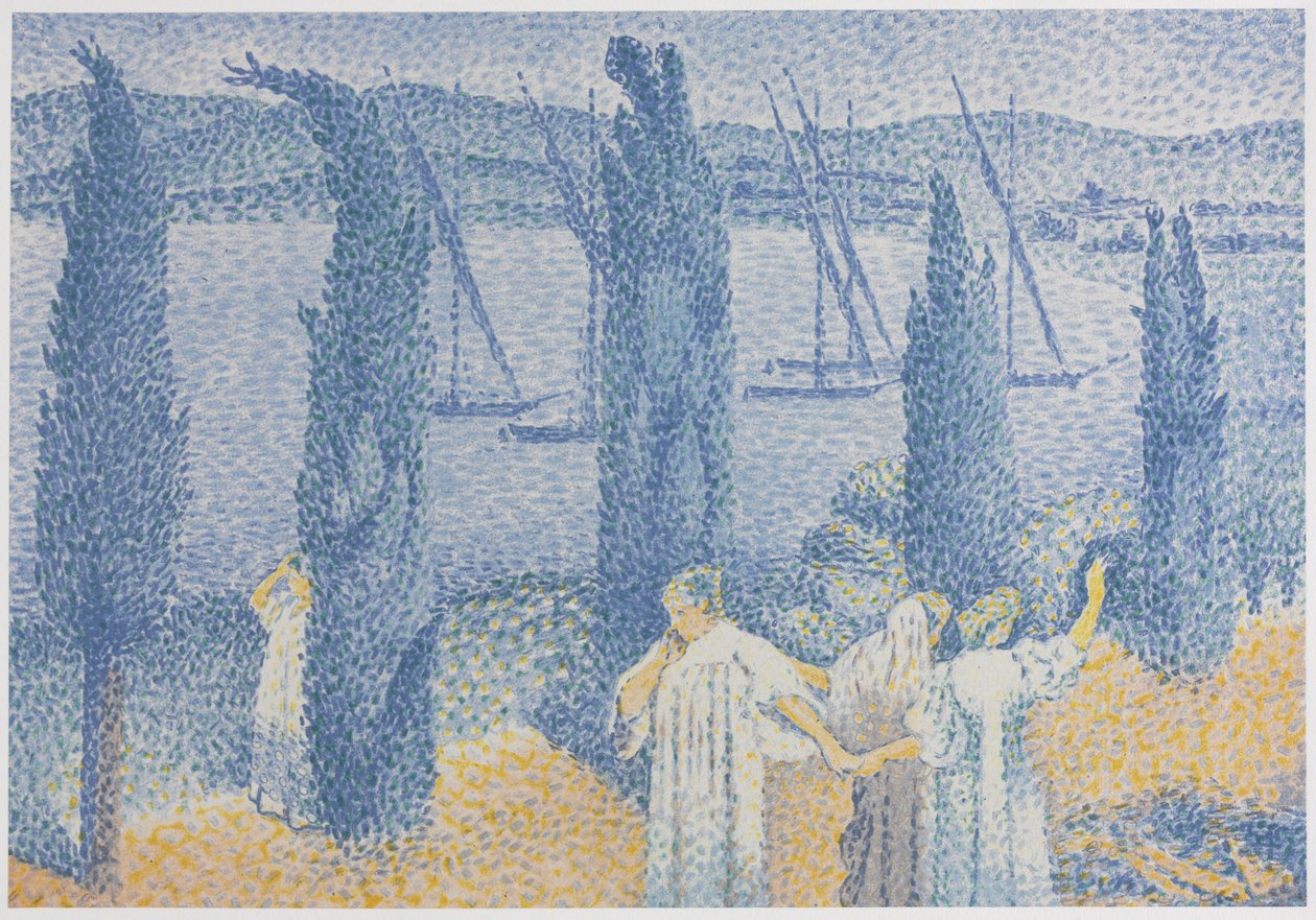 Promenáda (krajina s cypřiši) od Henri-Edmond Cross