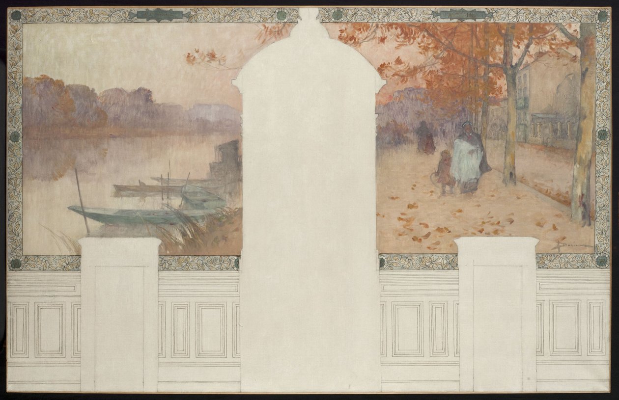 Skica radnice v Asnières: Podzim, Seina v Asnières, asi 1900 (olej na plátně). od Henri Gaston Darien
