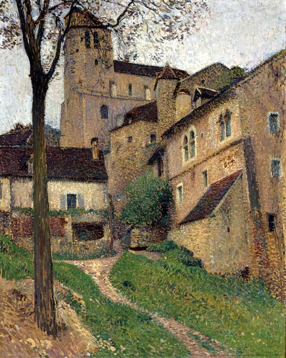 Krajina s hradem-Pohled na Saint-Cirq-Lapopie od Henri Martin