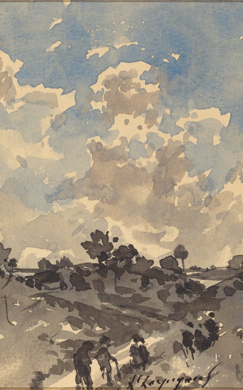 Krajina s postavami kráčejícími po cestě od Henri-Joseph Harpignies