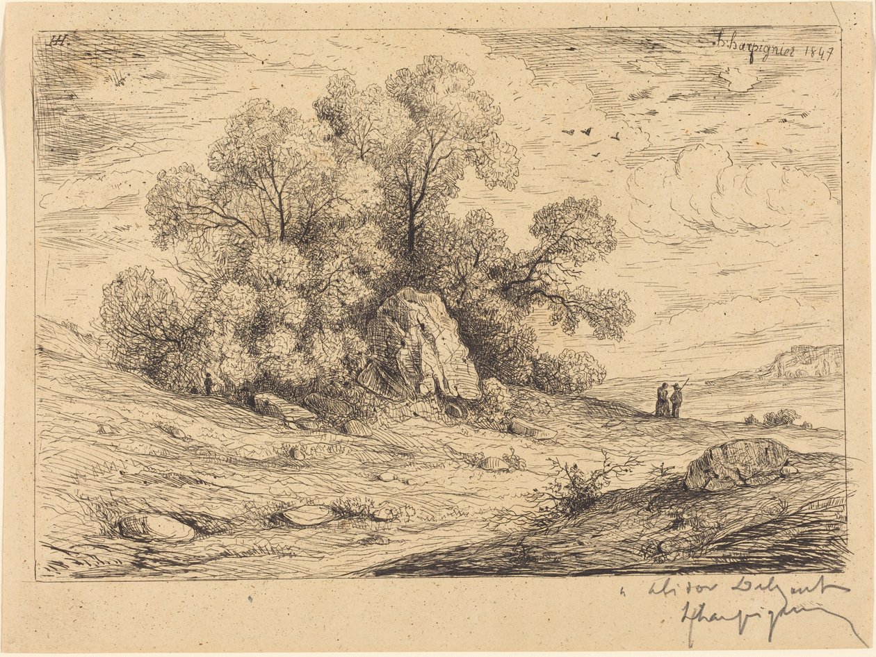 Skupina stromů se skalami od Henri-Joseph Harpignies