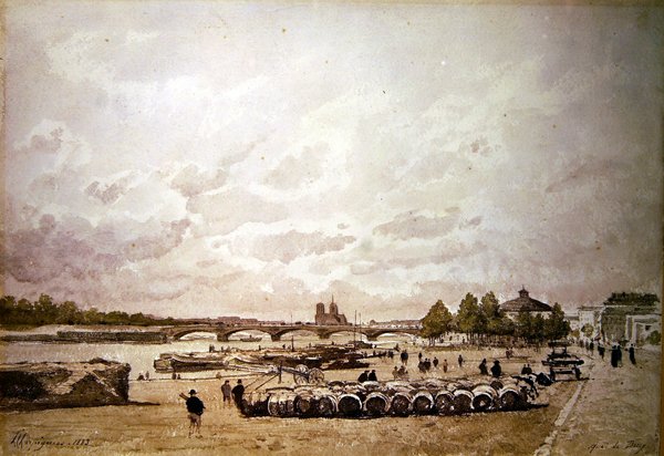 Nábřeží Bercy, Paříž (akvarel) od Henri Joseph Harpignies