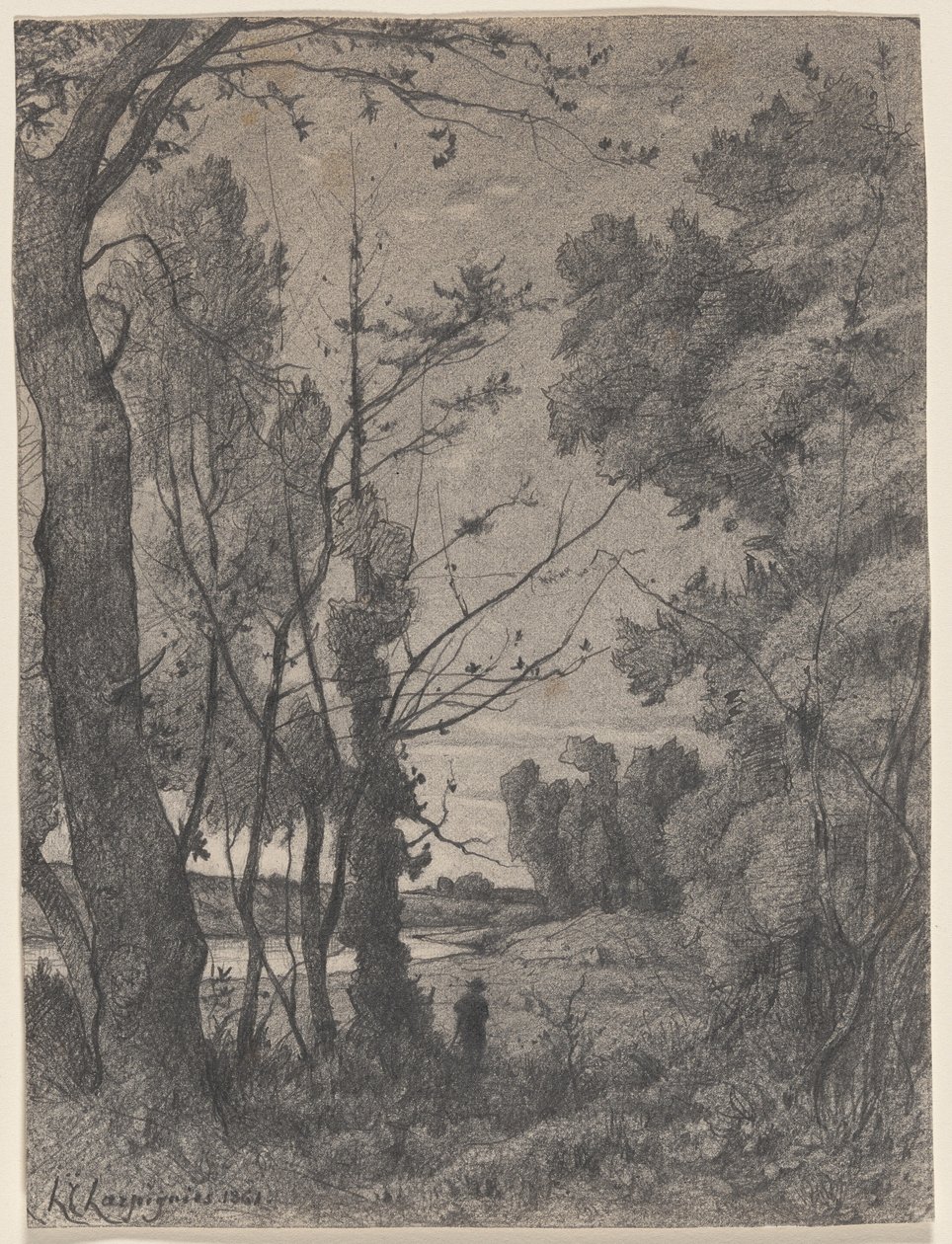 Lesnatá krajina u řeky od Henri-Joseph Harpignies