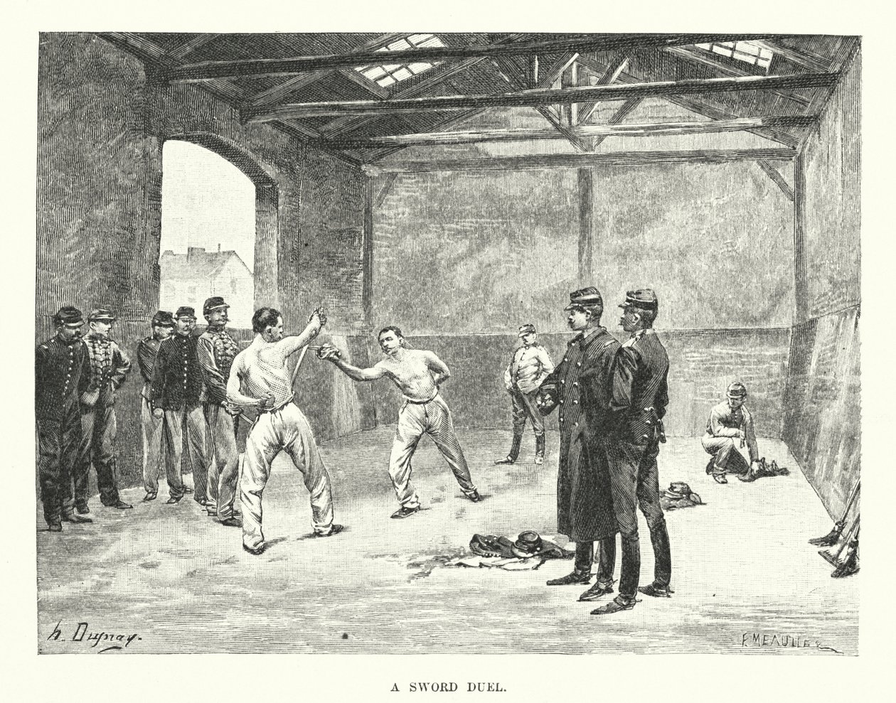 Souboj s mečem (rytina) od Henri-Louis Dupray