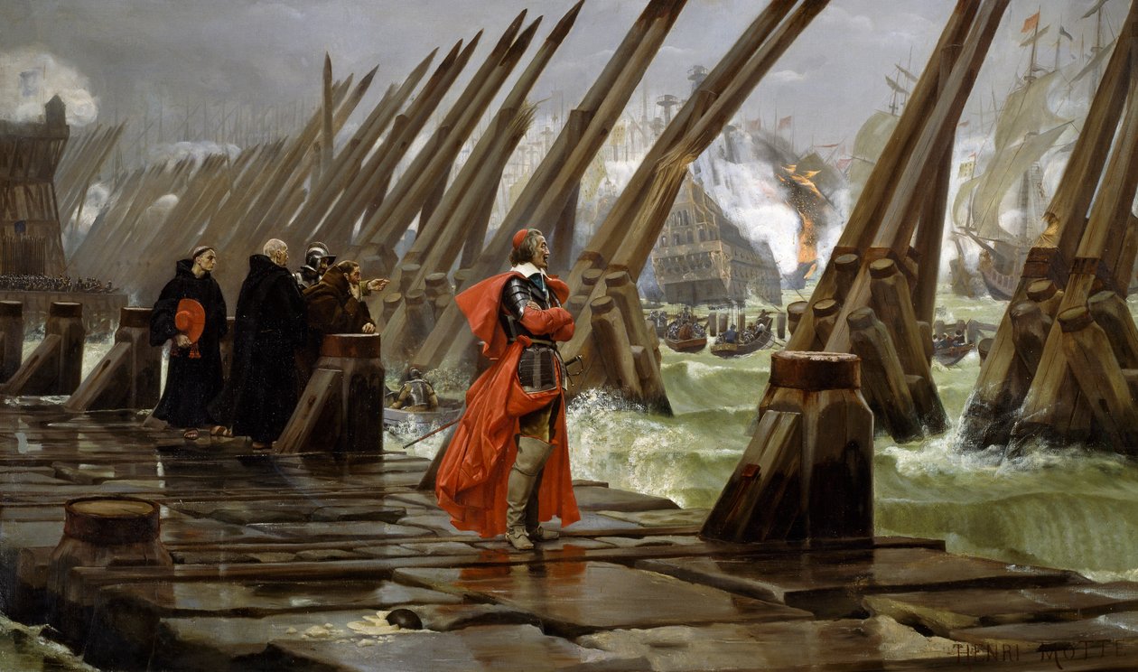 Richelieu (1585-1642) na mořské zdi v La Rochelle od Henri Paul Motte