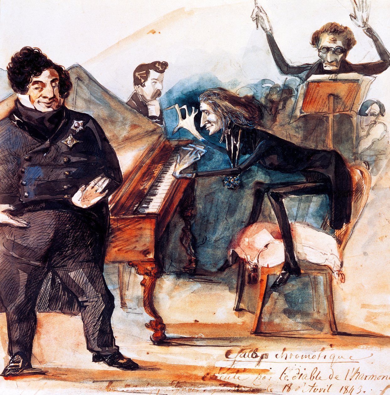 Karikatura Franze Liszta od Henri (1814-82) Lehmann