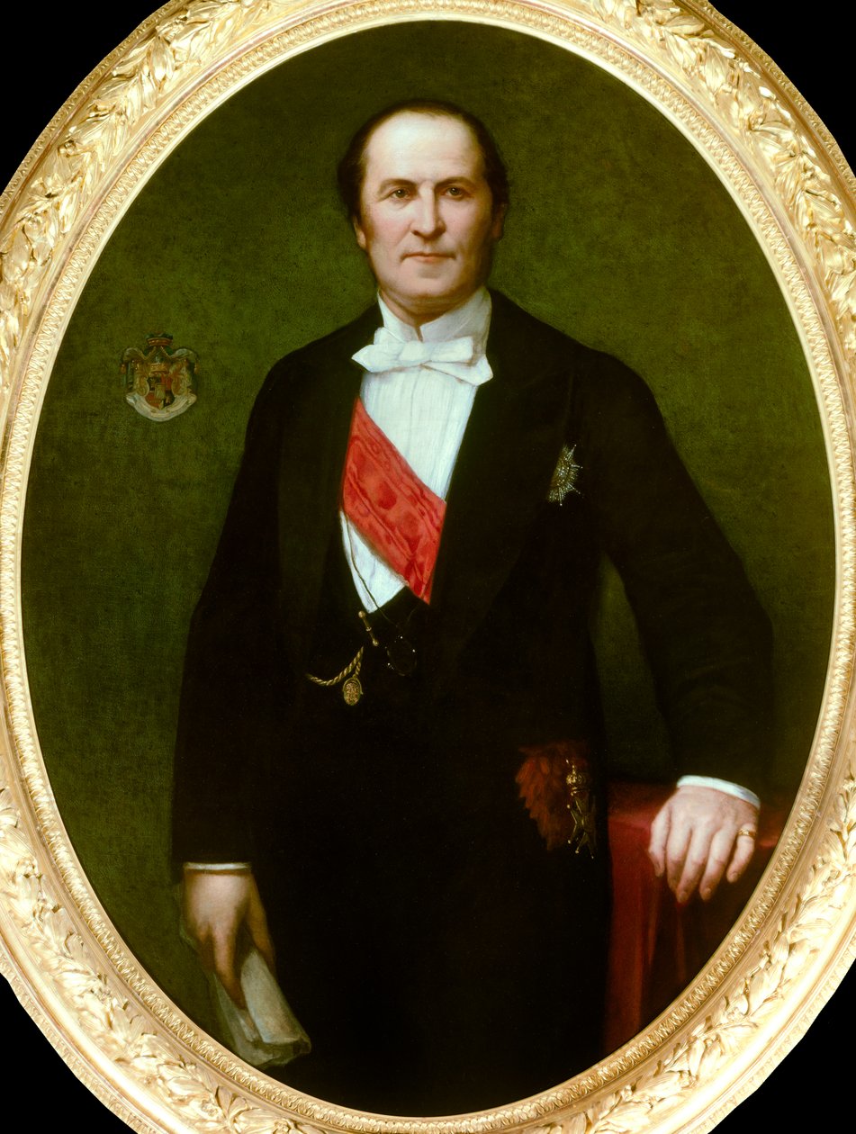 Portrét barona Eugena-Georges Haussmann, prefeta v Paříži (1809-1891)“ Stál u zrodu velkých renovačních prací města Paříže za Druhého císařství. detail obrazu Henriho Lehmanna (Karl Ernest (Ernst) Rudolf Heinrich Salem dit od Henri Lehmann