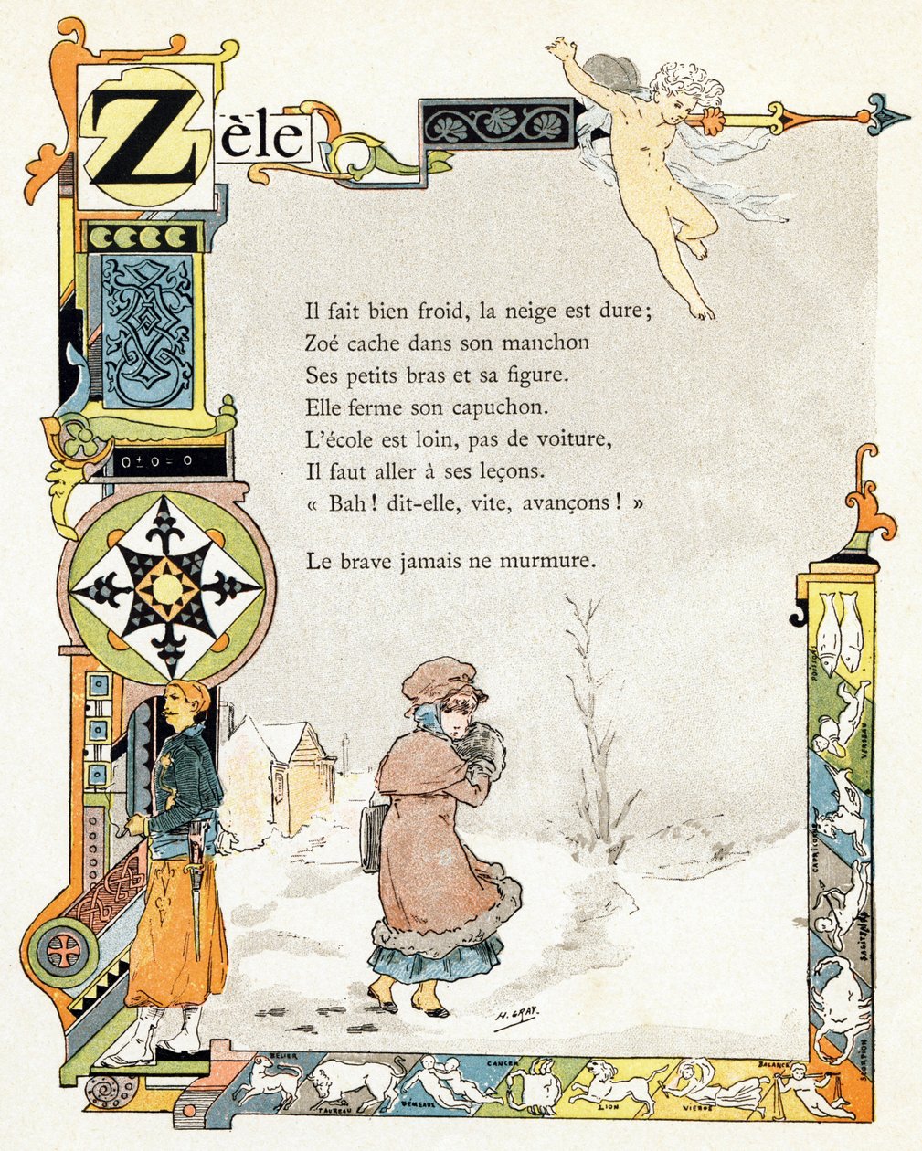 Ilustrace k "Abecedě dobrých příkladů", cca 1890 (rytina) od Henri (1858 1924) Gray