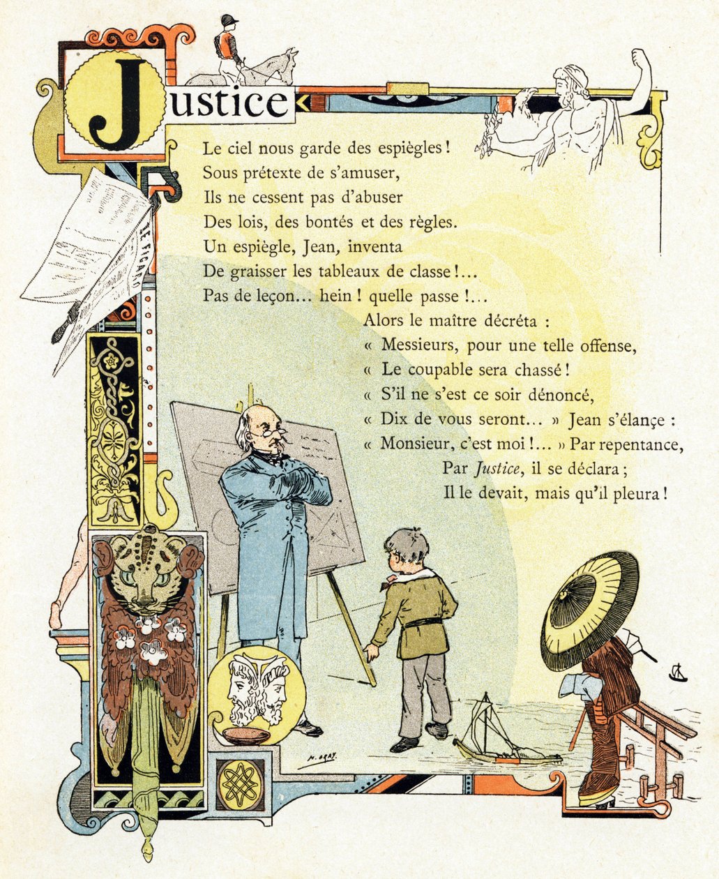 Ilustrace k "Abecedě dobrých příkladů", cca 1890 (rytina) od Henri (1858 1924) Gray