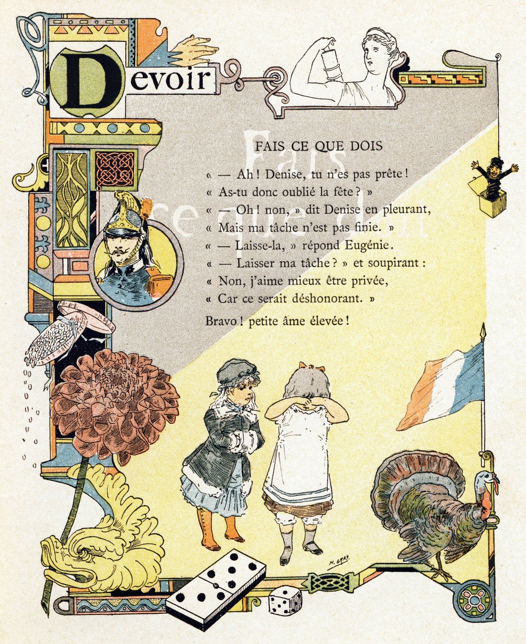 Ilustrace k "Abecedě dobrých příkladů", cca 1890 (rytina) od Henri (1858 1924) Gray