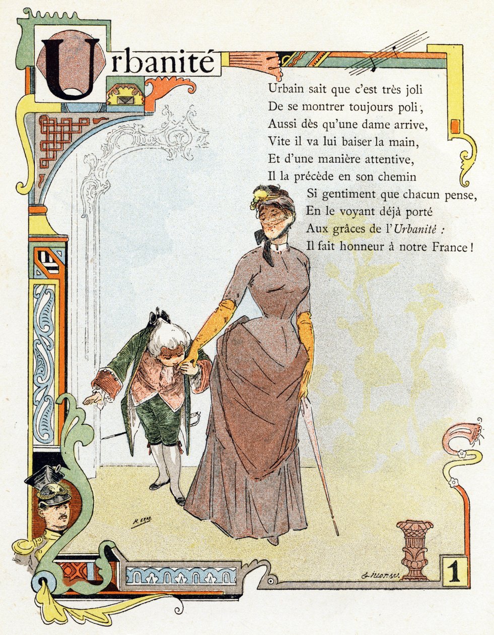 Písmeno U Urbanite - Ut Uniform Urn One, cca 1890 (rytina) od Henri (1858 1924) Gray