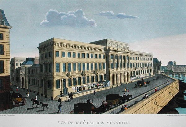 Hotel des Monnaies, asi 1815-20 (barevná rytina) od Henri (after) Courvoisier Voisin