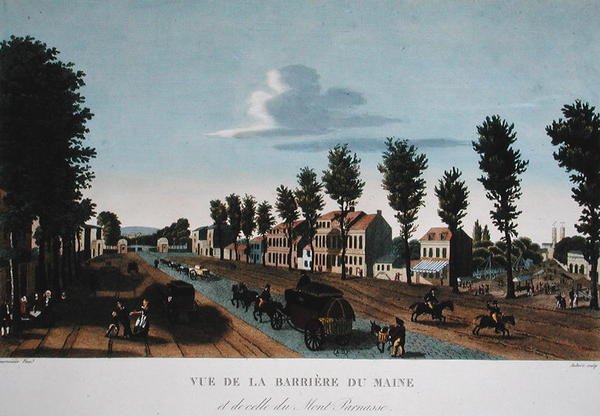 Barriere du Maine, asi 1815-20 (barevná rytina) od Henri (after) Courvoisier Voisin