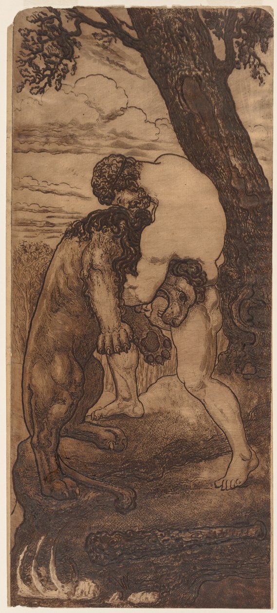 Herkules a nemejský lev, c. 1898. od Henri Arthur Lefort des Ylouses
