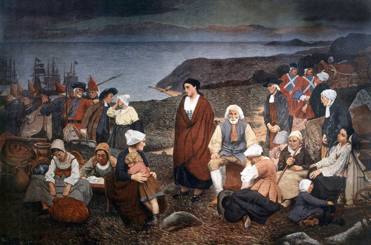Rozptyl Acadians v roce 1755, kolem roku 1900 (malba) od Henri Beau