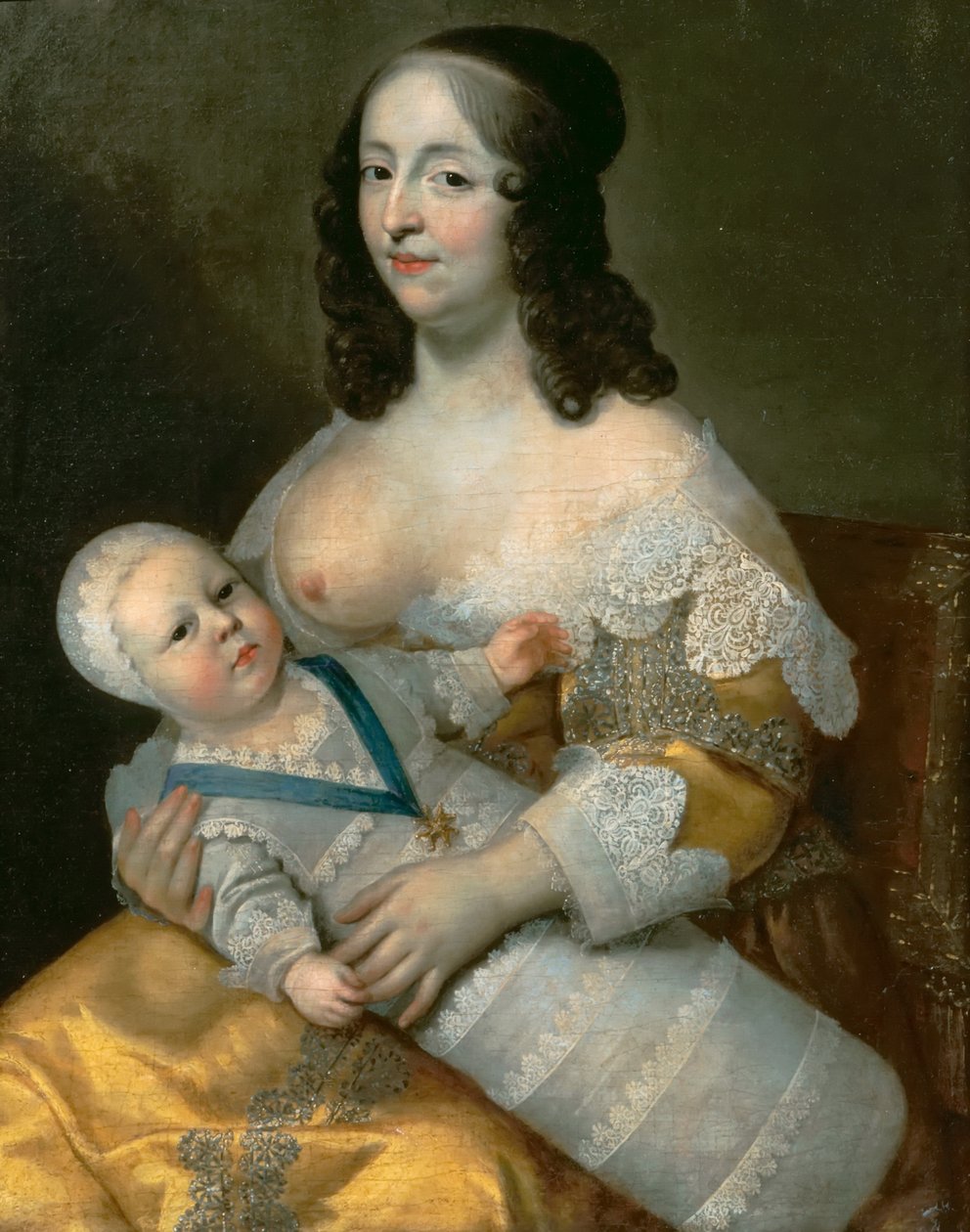 Ludvík XIV. jako nemluvně se svou ošetřovatelkou Longuet de La Giraudière od Henri Beaubrun
