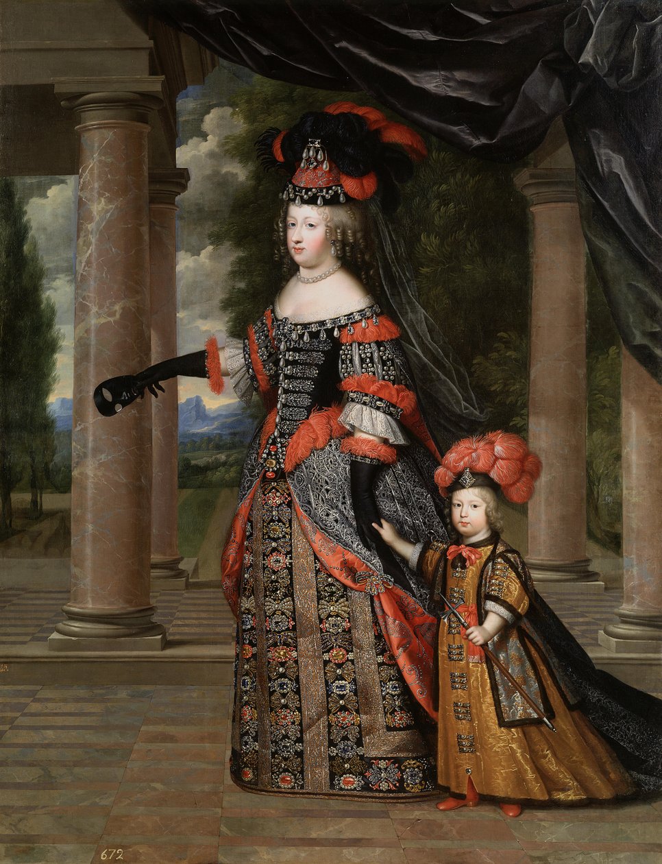 Marie Terezie Španělská se svým synem, dauphinem, Ludvíkem Francouzským od Henri Beaubrun