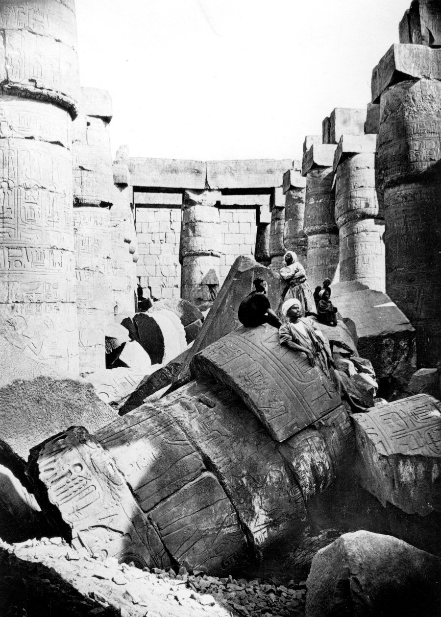 Interiér chrámu, Karnak, Núbie, Egypt, 1887 od Georges Henri Bechard