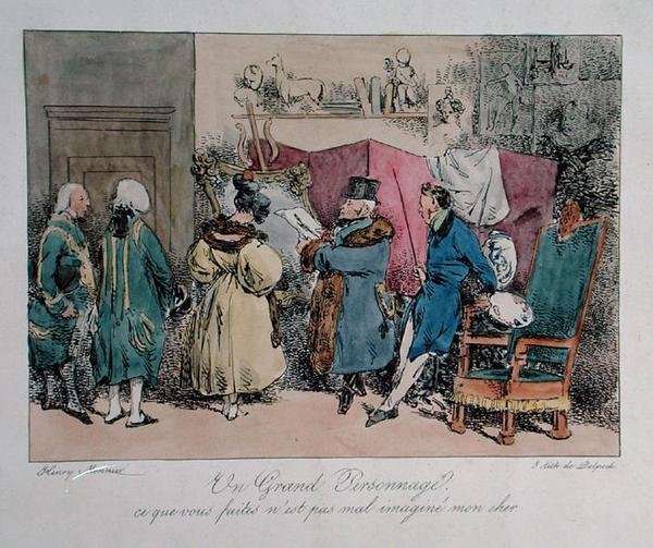 Slavná osobnost: "To, co děláte, není tak špatně zobrazeno, má drahá", karikatura pro "Vues de Paris, esquisses morales et philosophiques", vyryl Francois Seraphin Delpech (1778-1825) (barevná litografie) od Henri Bonaventure (after) Monnier