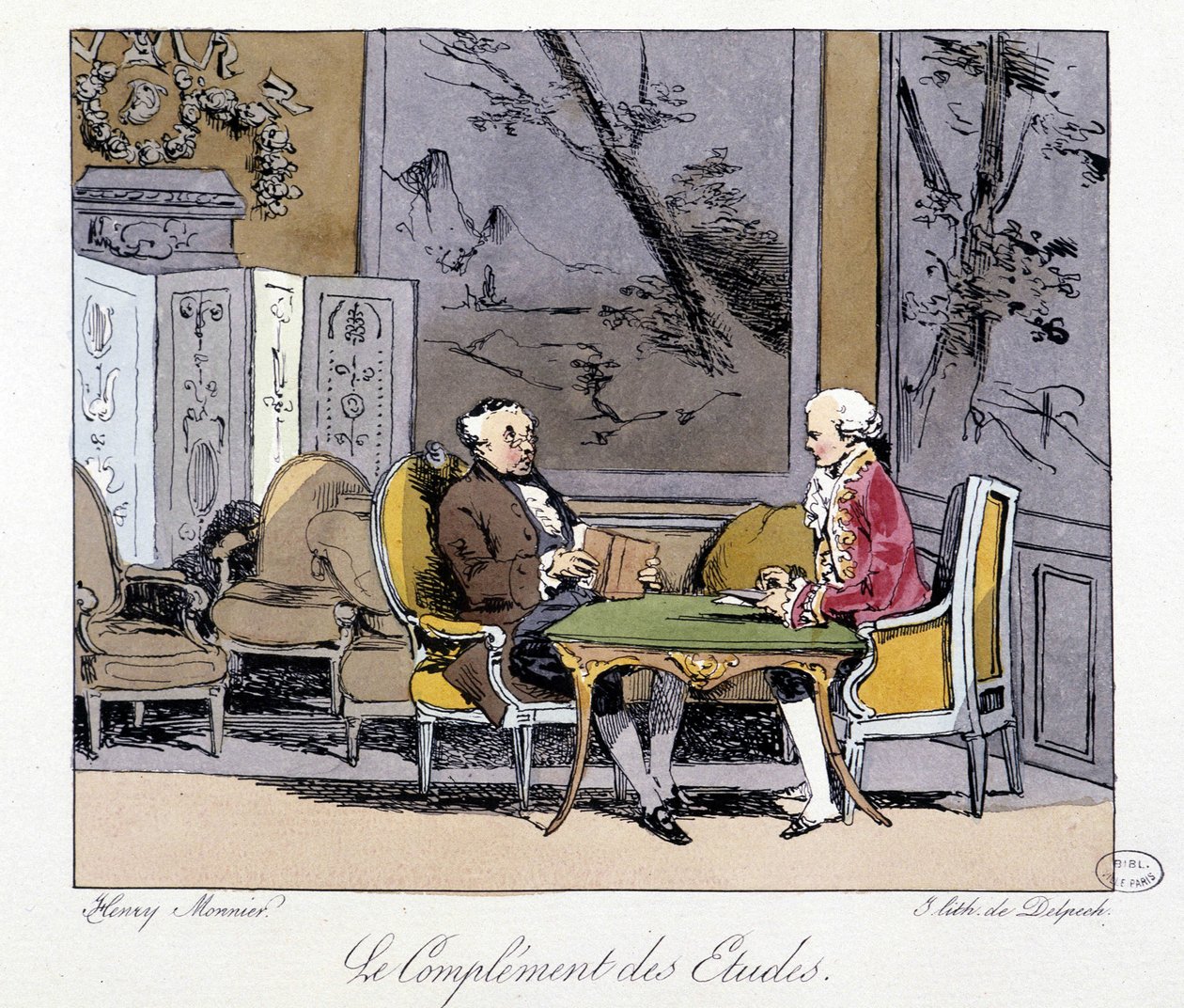 Le complément des études: deux hommes discutant dans un salon - v “” Jadis et aujourd