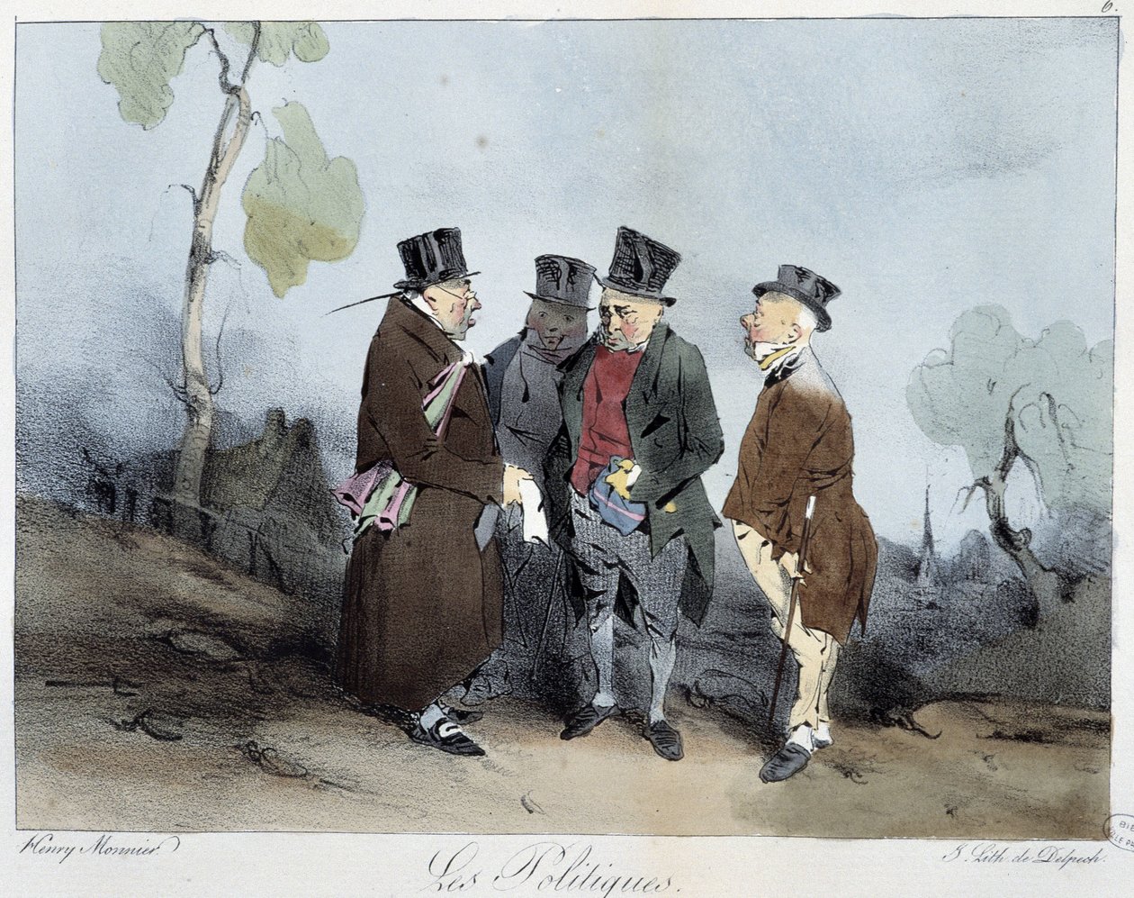Politics - in “”Sketches of Paris” od Henriho Monniera, ed. Delpech, Paříž od Henri Bonaventure Monnier