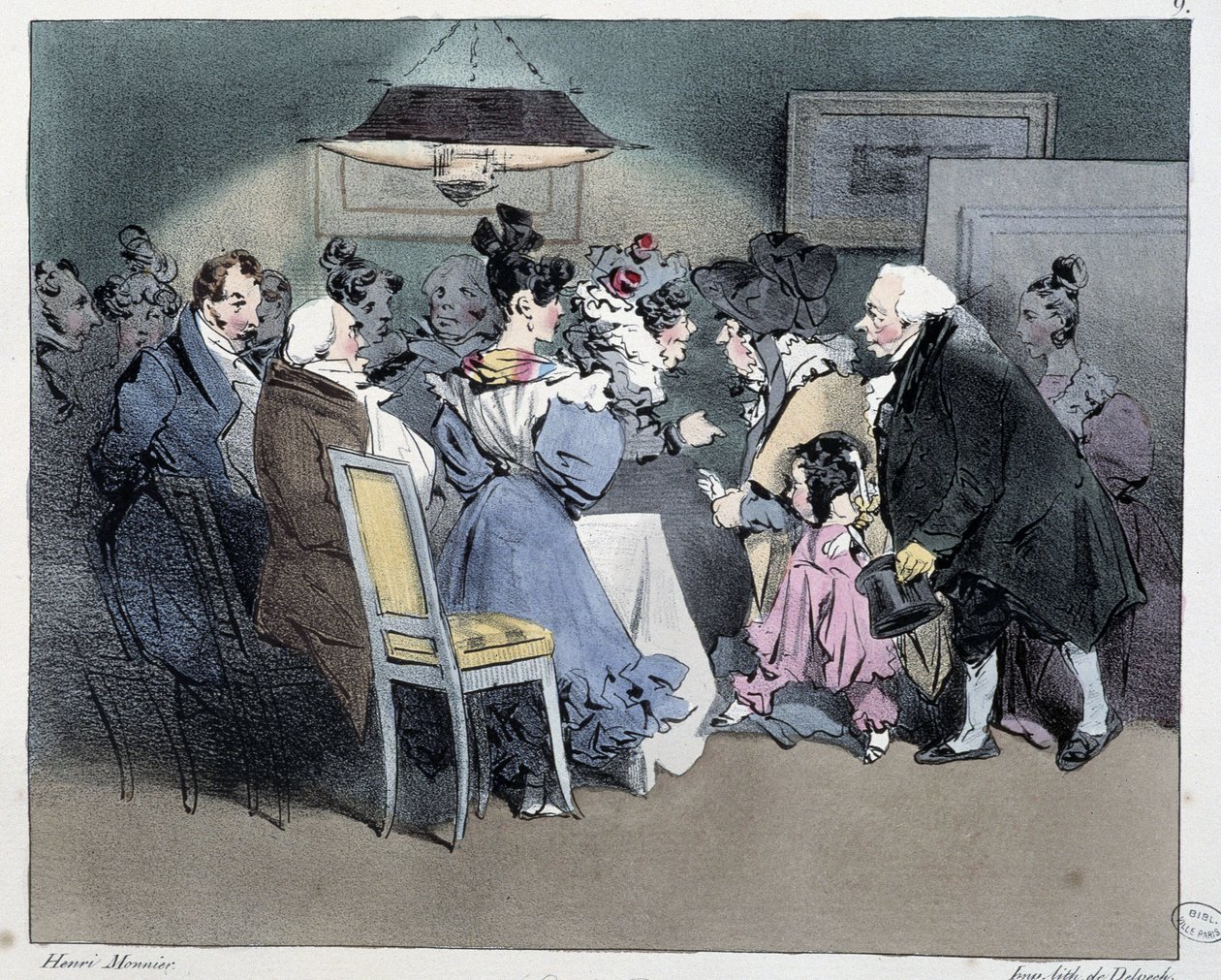 Návštěvy - v „“pařížských náčrtech“ Henriho Monniera, ed. Delpech, Paříž od Henri Bonaventure Monnier