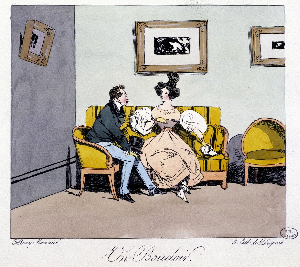 Budoár - v "" Dříve a dnes" od Henriho Monniera, ed. Delpech, Paříž od Henri Bonaventure Monnier