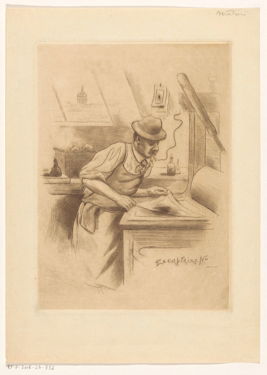 Tiskárna ve svém studiu od Henri Boutet (possibly)