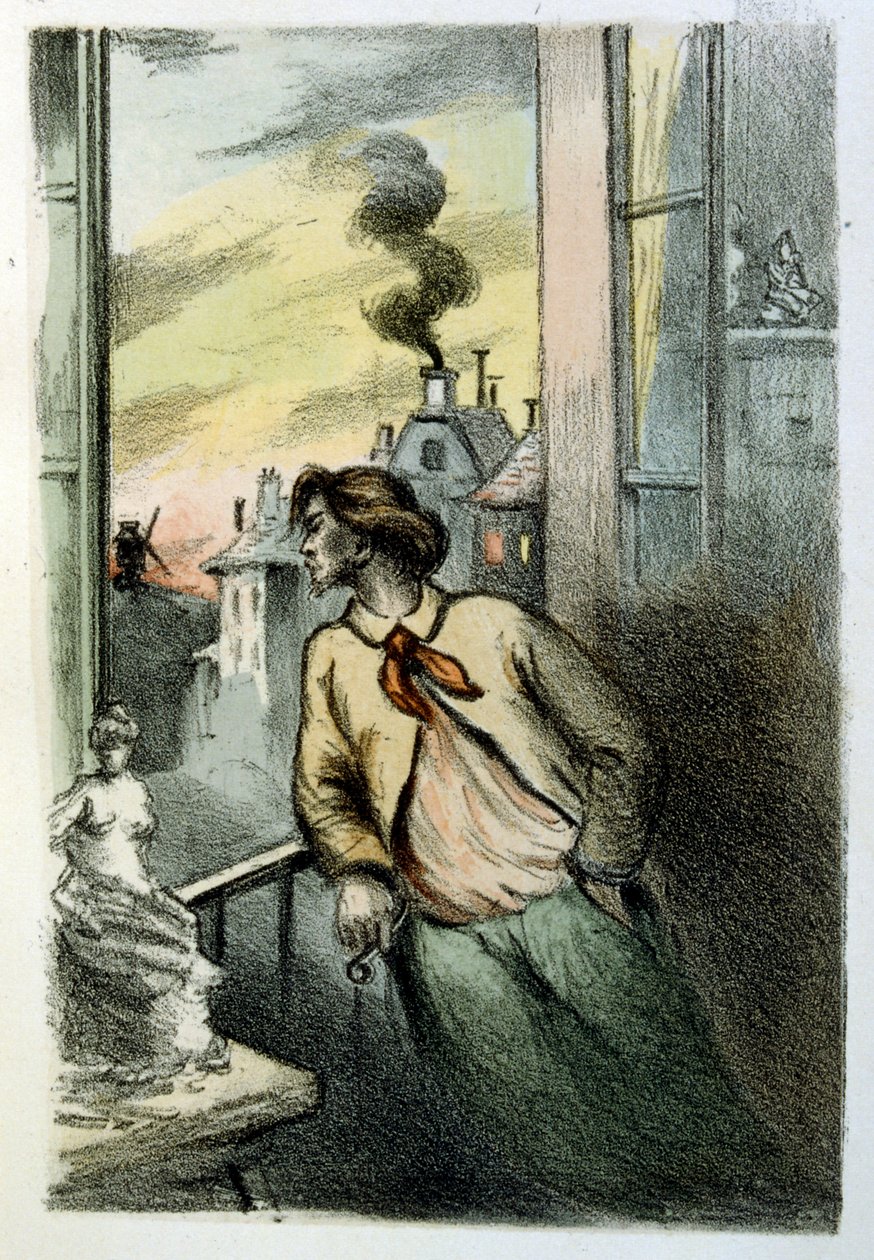 Ilustrace Henriho Bouteta k románu "Francinův muflon" (Le Manchon de Francine) od Louise-Henriho Murgera, známého též jako Henri Murger; (1822-1861), francouzského spisovatele a básníka. od Henri Boutet